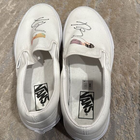 Custom vans white sneaker with cool design on top women’s size 8.5 NWOT - Picture 3 of 13